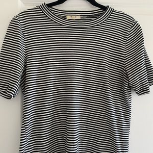 Madewell Striped Mock Neck Short Sleeve Shirt